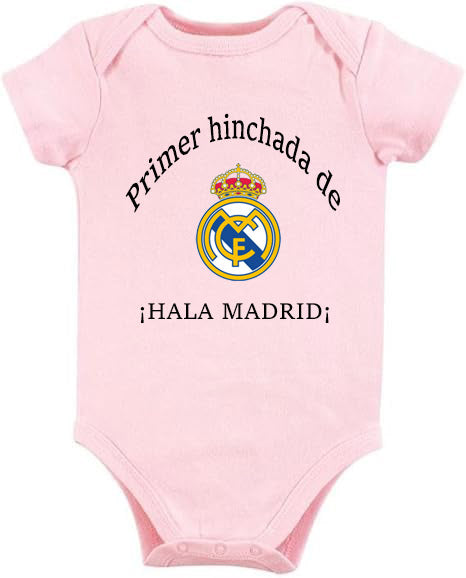 real Madrid body del bebe, primera hincha de real Madrid , con nombre y numero del bebe