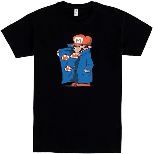 Mario seller  t-shirt,  Camiseta de Manga Corta, 100% Algodón, Ropa Unisex para Hombres y Mujeres en 7 Tallas, Camiseta Negra, Modelo Mario seller