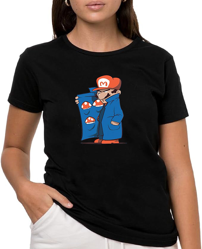 Mario seller  t-shirt,  Camiseta de Manga Corta, 100% Algodón, Ropa Unisex para Hombres y Mujeres en 7 Tallas, Camiseta Negra, Modelo Mario seller