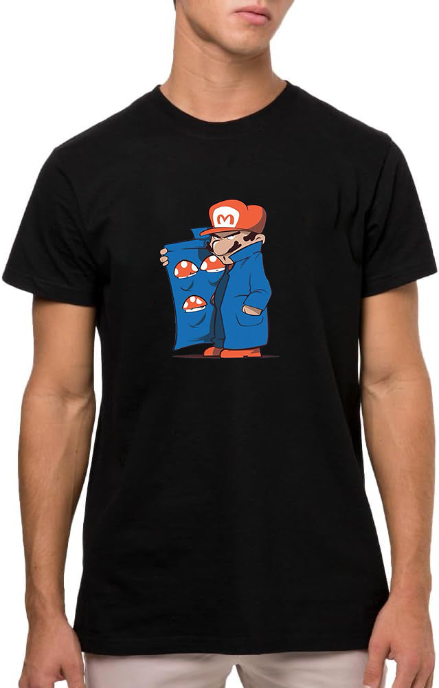 Mario seller  t-shirt,  Camiseta de Manga Corta, 100% Algodón, Ropa Unisex para Hombres y Mujeres en 7 Tallas, Camiseta Negra, Modelo Mario seller