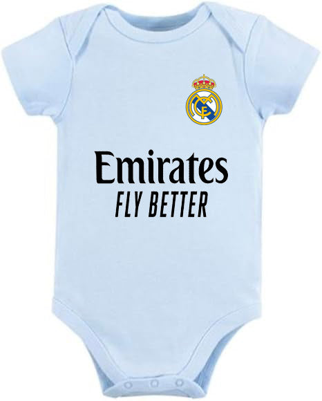 real Madrid body del bebe, personalízalo real Madrid con el nombre del bebe