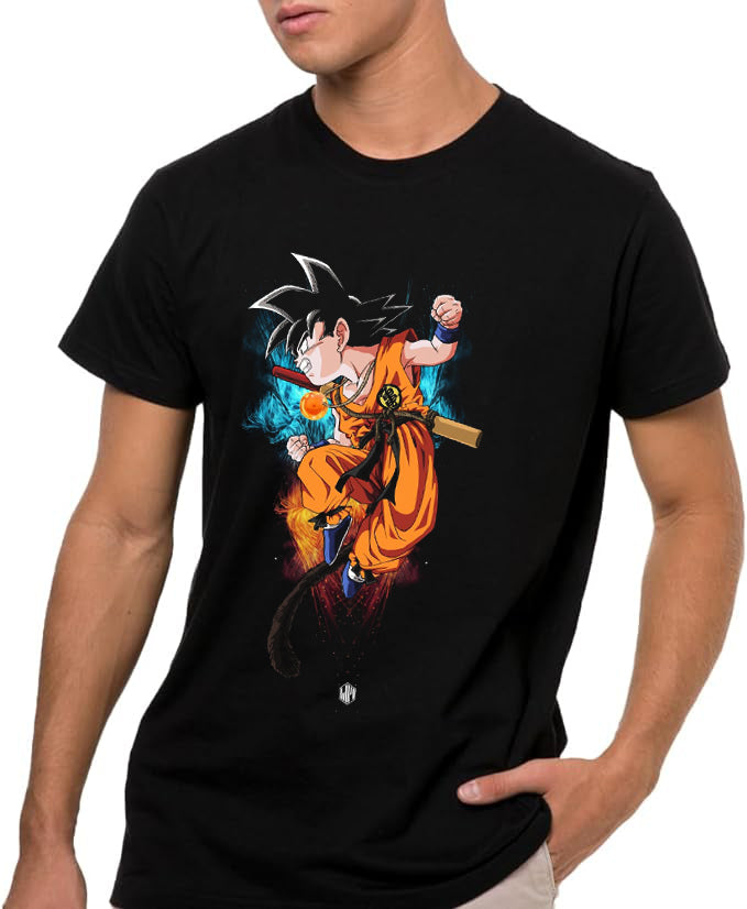 Camiseta de Manga Corta, 100% Algodón, Ropa Unisex para Hombres y Mujeres en  7 Tallas, Camiseta Negra, Modelo dragón, bola de dragón