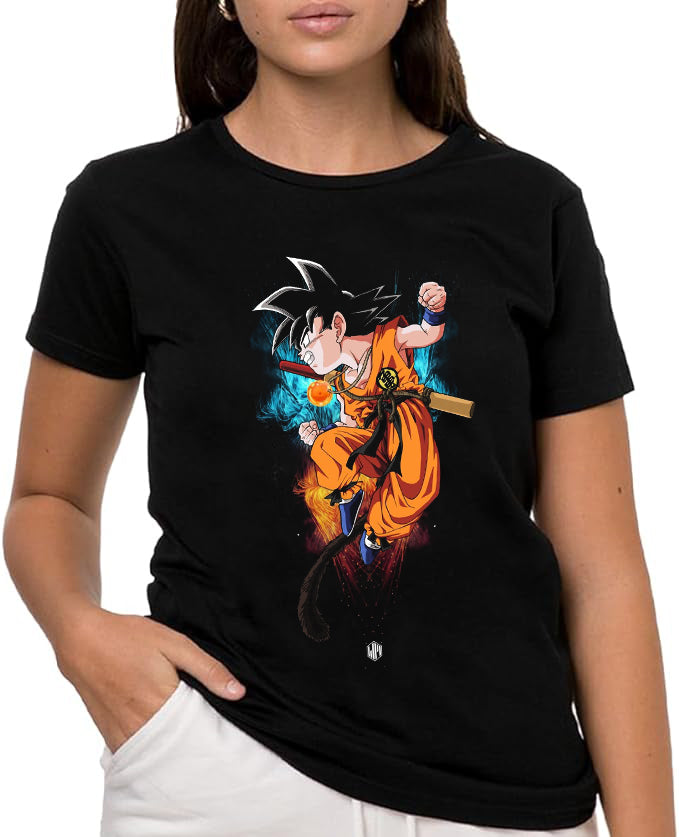 Camiseta de Manga Corta, 100% Algodón, Ropa Unisex para Hombres y Mujeres en  7 Tallas, Camiseta Negra, Modelo dragón, bola de dragón