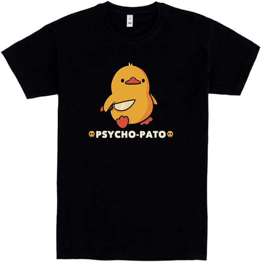 Pato- psycho Camiseta de Manga Corta, 100% Algodón, Ropa Unisex para Hombres y Mujeres en 7 Tallas, Camiseta Negra, Modelo Pato- psycho