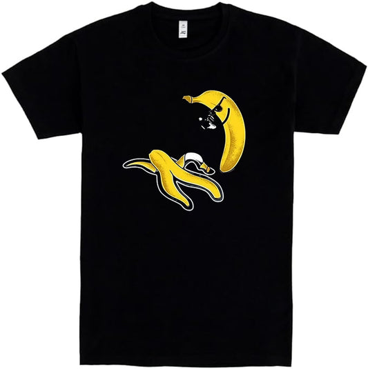 The Mystery  Banana ,  Camiseta de Manga Corta, 100% Algodón, Ropa Unisex para Hombres y Mujeres en 7 Tallas, Camiseta Negra, Modelo The Mystery  Banana