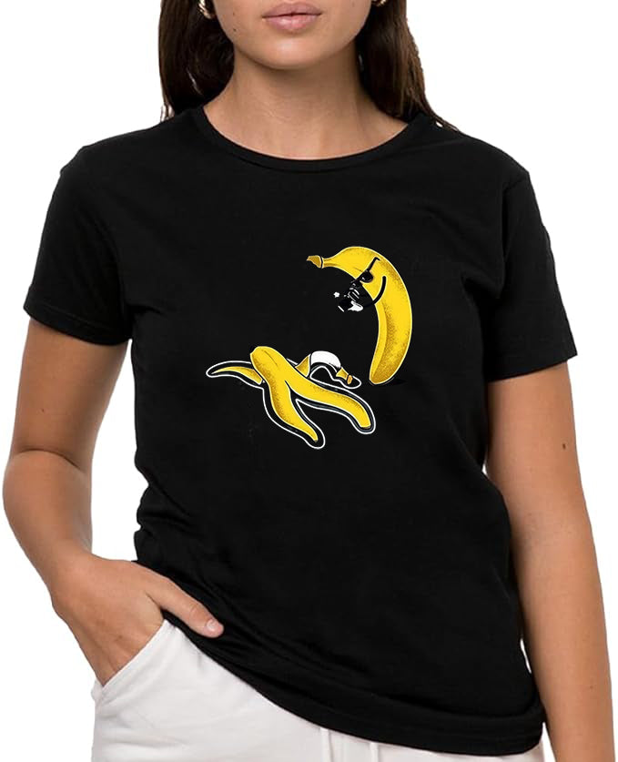 The Mystery  Banana ,  Camiseta de Manga Corta, 100% Algodón, Ropa Unisex para Hombres y Mujeres en 7 Tallas, Camiseta Negra, Modelo The Mystery  Banana