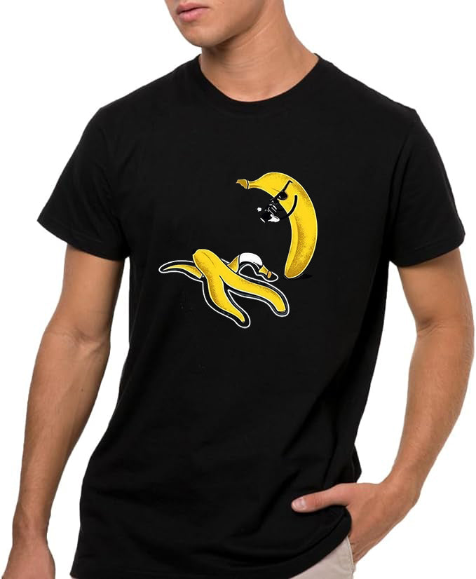 The Mystery  Banana ,  Camiseta de Manga Corta, 100% Algodón, Ropa Unisex para Hombres y Mujeres en 7 Tallas, Camiseta Negra, Modelo The Mystery  Banana