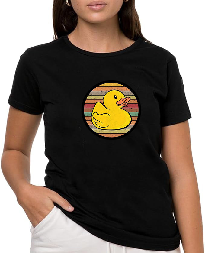 Pato Amarillo  Camiseta de Manga Corta, 100% Algodón, Ropa Unisex para Hombres y Mujeres en 7 Tallas, Camiseta Negra, Modelo Pato