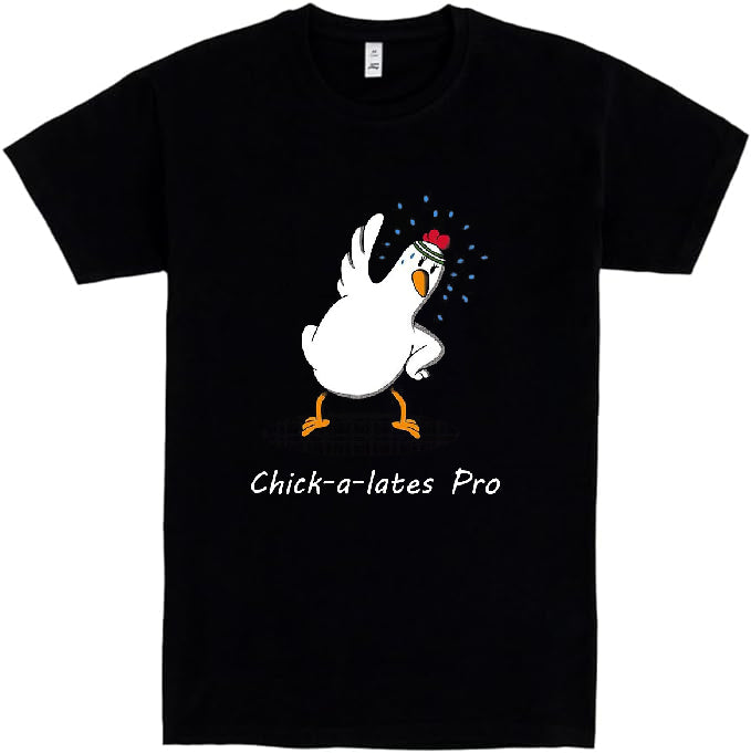 Chick-a-lates Pro Camiseta de Manga Corta, 100% Algodón, Ropa Unisex para Hombres y Mujeres en 7 Tallas, Camiseta Negra, Modelo Chick-a-lates Pro