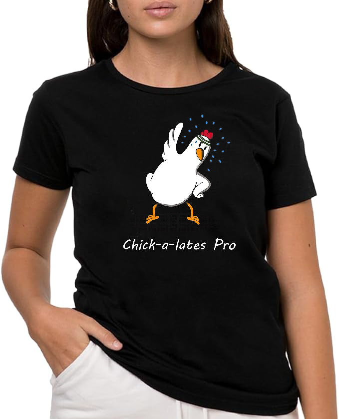 Chick-a-lates Pro Camiseta de Manga Corta, 100% Algodón, Ropa Unisex para Hombres y Mujeres en 7 Tallas, Camiseta Negra, Modelo Chick-a-lates Pro